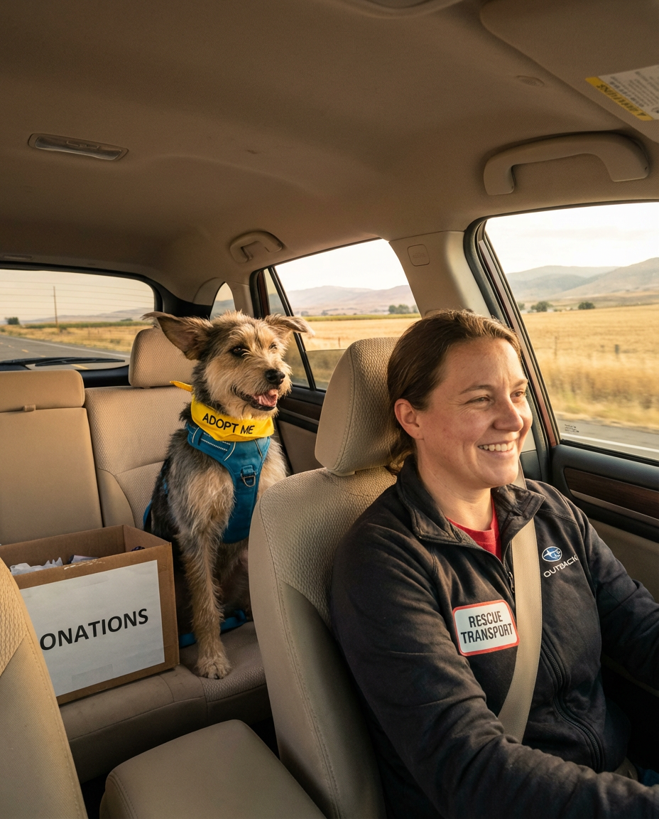 Volunteer transporting dog