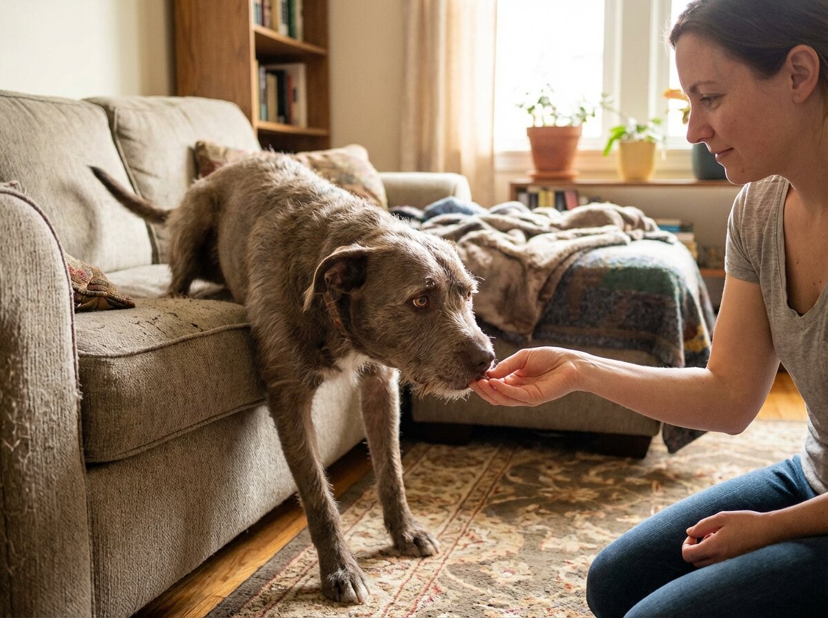 A rescue dog healing and thriving in a loving foster home